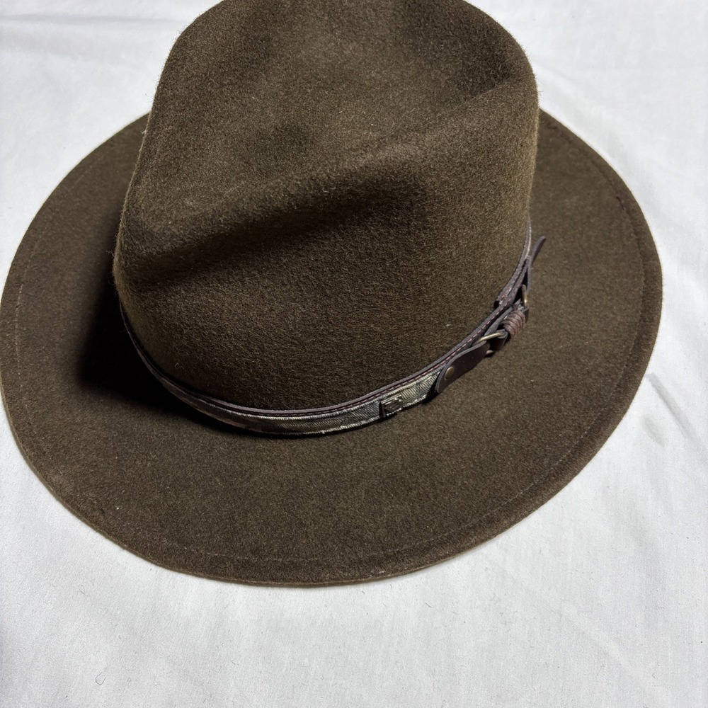 Broner Men's Hat Brown L Lite Felt 100% Wool Camo Accent Cowboy Water Repellent - Picture 2 of 16